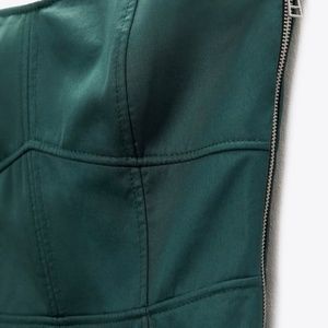 Zara- nwt- green Strapless midi dress with straight neckline.